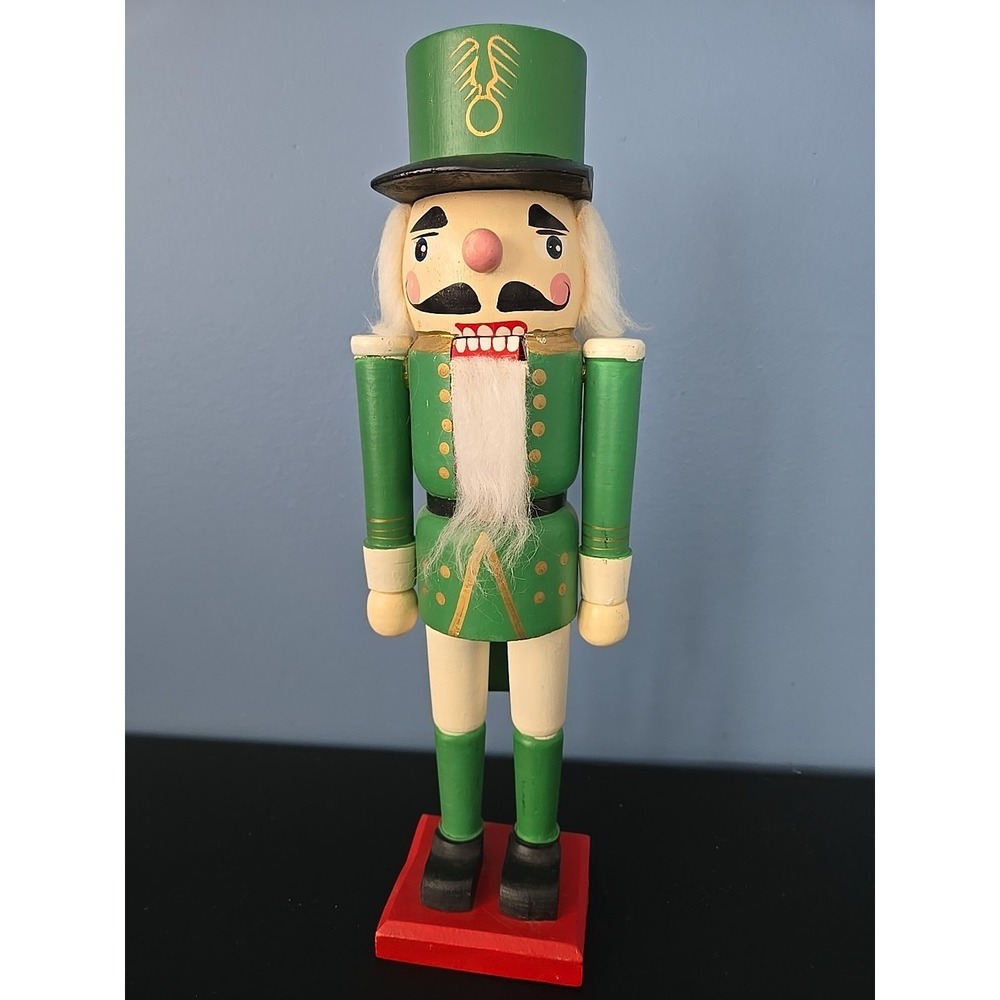 Guard Nutcracker Christmas Decor Festive Soldier Green Gold Detailing Holiday